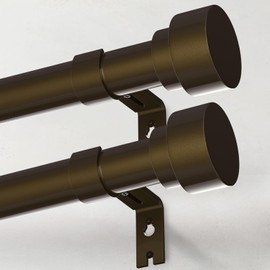 IFELS Heavy Duty Curtain Rods for Windows 72 to 144 Inch, 1 Inch Bronze Curtain Rods Set of 2 Pack for Outdoor Patio, Farmhouse, Bedroom, Adjustable Easy Install Modern Curtain Rods (Bronze,30-150-2p)