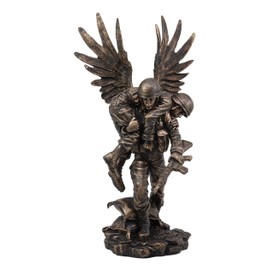 Ebros Gift Hacksaw Ridge Guardian Angel Military Soldier Carrying A Wounded Brother Figurine 13" Tall Marine Special Unit Hero of The American US Army Statue Patriotic Decor War Combat Sculpture