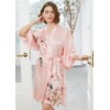 Ledamon Women's 100% Silk Kimono Short Robe (Light pink-A)
