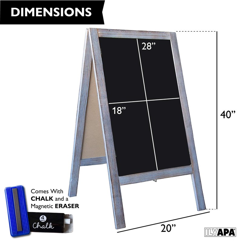 Wooden A-Frame Sign with Eraser & Chalk - 40 x