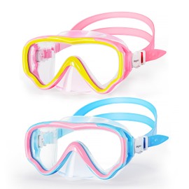 VegoVia 2 Pack Kids Swim Goggles with Nose Cover 6-14, Kids Pool Goggles for Swimming 8-14 4-7 Girls Boys Youth Toddler, Anti Fog No Leak UV Protection Clear Diving Swim Mask Underwater Wide View