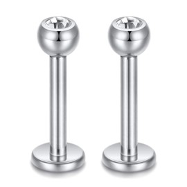 hengkaixuan 16G 3mm Clear CZ Ball Internally Threaded Labret Monroe Lip Studs 6mm Helix Cartilage Tragus Earring Piercing G23 Titanium
