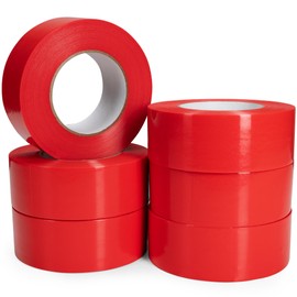 IDL Packaging 2" x 60 Yards Red Stucco Tape, 6 Rolls, Heavy-Duty, Smooth Edge - 60 Days Long-Lasting Bond, Leave No Traces - UV Resistant, Waterproof