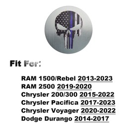WENDISH Dial Shifter Metal Trim Plate Decorative Knob Sticker,Gear Shift Switch Knob Cover Compatible for RAM 1500/Rebel 2500,Chrysler 200/300/Pacifica&Voyager (America Flag Skull B)