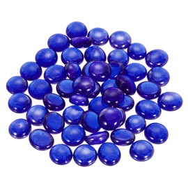 MECCANIXITY Decorative Flat Glass Marbles 12-14mm Rock Vase Filler Beads Pebbles Navy Blue for Fish Tank Table Scatter Decor, 50Pcs