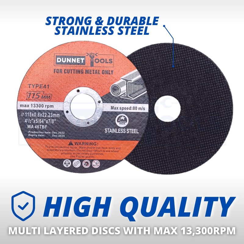Dunnet Tools 115 X 0.8mm Cutting Disc 10 x 115mm