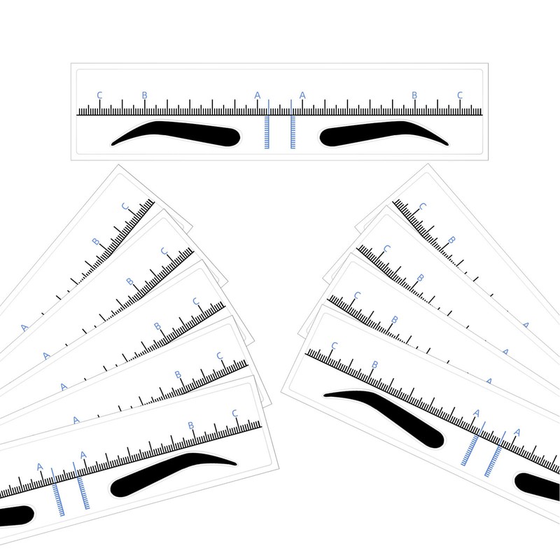 150PCS Eyebrow Stencil Ruler Clear Scale Transparent Eyebrow Shape Positioning