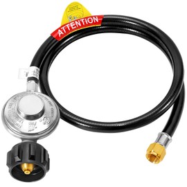 GasSaf 4 FT Propane Regulator with Hose, Grill Regulator Hose for Weber Gas Grill, Blackstone 28/36 inch Grill, Fire Pits, Heater and Most LP Gas Grill