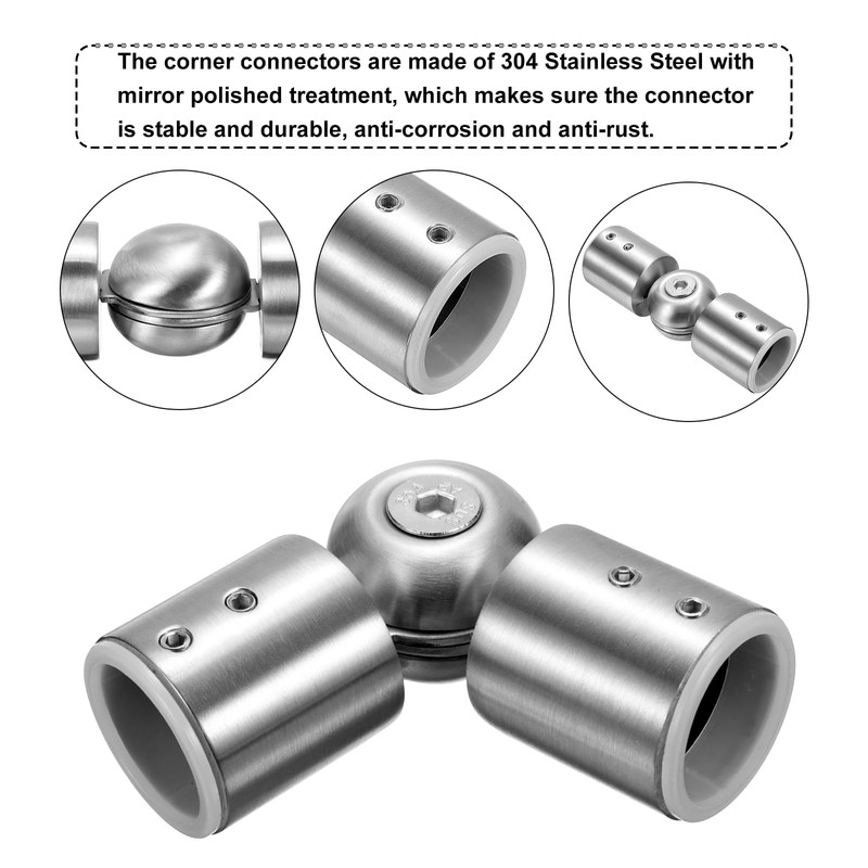 sourcing map 2pcs Corner Curtain Rod Connector, Hinged Elbow Connectors