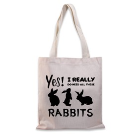 Bunny Lover Gifts For Women Rabbit Fans Tote Bag Bunny Girl Birthday Gift Bunny Themed Canvas Tote Bag (Need all rabbits TG), M