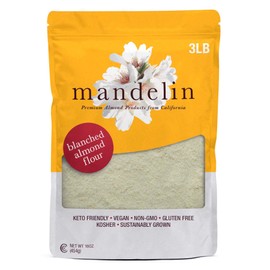 Mandelin Grower Direct Blanched Almond Flour Keto - Super Fine 100% Almond Powder Meal, Non-GMO, Gluten Free, Vegan, Plant Based Diet Friendly (3 lb)
