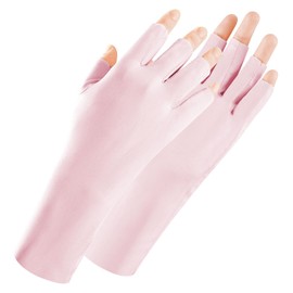 HATINXIA UV Gloves for Gel Manicures, Professional UPF50+ UV Sun Protection Gloves for Nail Lamp, Nail Art Skin Care Fingerless Anti UV Protective Glove for Women, 1 Pair (Pink)