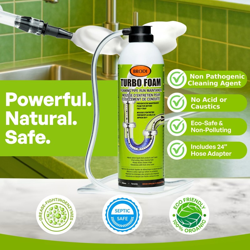 TurboFoam Drain Foam Cleaner, Expanding Enzyme Formula, Deep-Cleans Pipes, Dissolves
