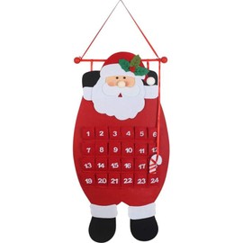 Santa Christmas Advent Calendar 2024, 24 Days Countdown Calendar 3D Felt Hanging Advent Calendar Reusable Countdown to Christmas Calendar for Kids Christmas Decorations Door Wall Hanging Decor