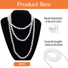 Pearl Necklace Women, Pearl Necklace, Pearl Necklace, Long Pearl Jewellery Accessories, Elegant Pearl Jewellery, Fashionable Fashion Jewellery Necklace, Chain Necklace for Men and Women, Glass, 0