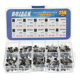 BOJACK Juego de varios transistores de potencia de propósito general, 250 unidades, de 10 valores A1015 BC327 BC337 C1815 S8050 S8550 2N2222 2N2907 2N3904 2N3906 PNP NPN