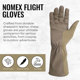 SBL SOUTH BEACH LEATHER Nomex Flight Gloves, Flame and Heat Resistant Leather Work Gloves for Men and Women, Soft and Durable Sheep Skin Leather Driving, Flying, Gardening Hunting Gloves