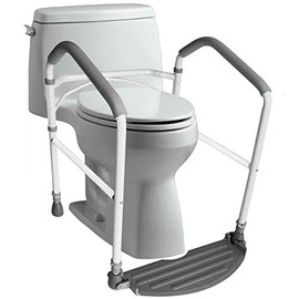 RMS Toilet Safety Frame & Rail - Folding & Portable Bathroom Toilet Safety Rails - Handrail Toilet Bars with Adjustable Height (White)