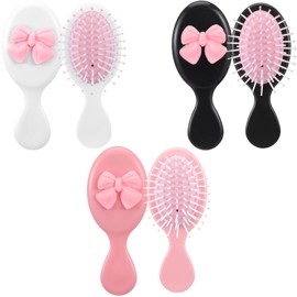 CutitiUU 6 Pcs Mini Hair Brush for Women detangle hair brush Travel Detangler Brush Scalp Massage Comb Cute Hair Comb with Bow Wet and Dry Hairbrush for Girls and Women Straight Curly Thick Hair