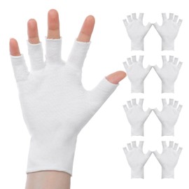 4 Pairs Eczema Gloves, Cotton Gloves Eczema for Dry Hands, Eczemas Relief, 5 Open Fingertips, One Size Fits Most, Overnight Hydration