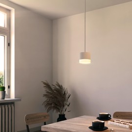 SSC-LUXon Vora Design Ceiling Light in Matt White with Textile Cable - Modern Pendant Light Dining Table with Light Ring for GX53 Lamp