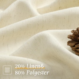 LAMIT Beige Linen Semi Sheer Curtains 45 Inch for Bedroom, Light Filtering Neutral Privacy Window Curtains Boho Rod Pocket Living Room Decor Panels for Loft Room, 2 Panels, 42 x 45 Inch