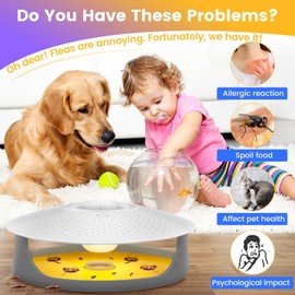 Flea Traps for Inside Your Home,2024 New Flea Killer with 2 LED Light Modes and 5 Flea Trap Sticky Pads Refills,Electronic Flea Trap Light for Indoor,Non-Toxic Easy to Use Flea Bombs for Home