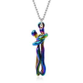 Chereda Affectionate Couple Hugging Pendant Necklace For Women Punk Style Necklace Love Statement Jewelry Valentine's Day Gift (Colorful)
