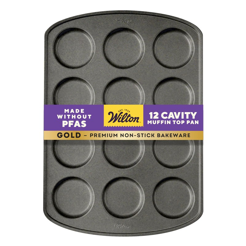Wilton Gold Non-Stick Muffin Top Pan, Stainless Steel Bakeware, Made