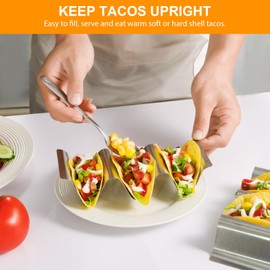 Taco Holder 36 Packs - Stainless Steel Taco Holders set of 36, Oven & Dishwasher & Grill Safe Taco Shell Tray, Each Metal Taco Stands for 3 Tacos, Stylish Taco Rack with Handles