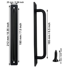 2 Pieces Sliding Door Handle, Barn Door Handle, Cabinet Door Handles, High Performance Aluminium Alloy Kitchen Handles with Back Plate, for Gate, Wooden Door, Bathroom, Garden Door Shed Doors (Black)