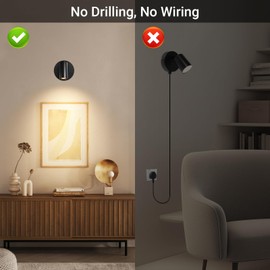 TaoFiaCo Spotlights Indoor, Wireless Uplighting Indoor with Remote Dimmable, Rechargeable Picture Lights,350° Rotate, Battery Powered Spot Light for Artwork Christmas Tree Plant Painting