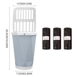 Hwtcjx Cat Litter Tray Scoop, 2-in-1, Litter Scoop with Container, Dirt-Free Cat Litter Scoop with 3 Rolls of Waste Bags, Removable Cat Scoop with Waste Container for Cat Litter, Clumping Litter (A)