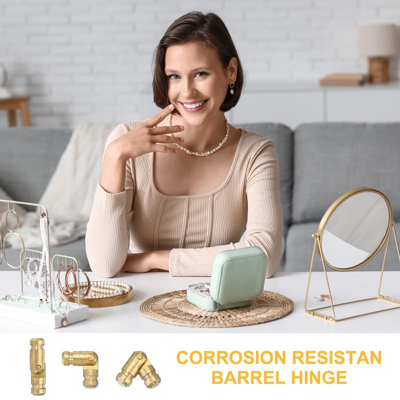 PATIKIL 30pcs Concealed Brass Bucket Hinges 0.6"x0.16" Clear Hinges Folding