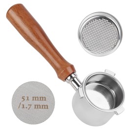 Bottomless Portafilter 51 mm with Espresso Puck Screen Compatible La Specialista EC9335M EC9155M EC9355M EC9665M, Includes Stainless Steel Portafilter Basket, Walnut Wooden Handle