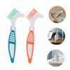 Gatuida 6pcs Double Sided Denture Brush with Ergonomic Slip Handle