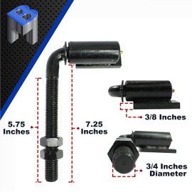 Steel 3/4" J Bolt Welded Hinges for Heavy Driveway Gates | Welding on Larger Iron or Steel Gates Up to 600 Pounds | 7" Length with 5.75" Thread Arm - 2" Post-Gate Gap - 2 Bolts