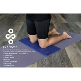 (Dark Blue) - SukhaMat Yoga Knee Pad Cushion - America's Best Exercise Knee Pad - Eliminate Pain During Yoga or Exercise - Extra Padding & Support for Knees, Wrists, Elbows - Complements Your Yoga Mat