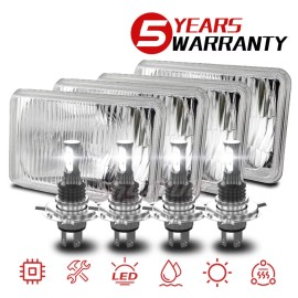 SHYFRULT For Chevy-Pickup 1981-87 C10 K10 Blazer 4x6" LED Headlights Hi-Lo Beam Lamp 4PCS