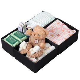 ORLISA Set of 4 Drawer Organisers, Compatible with PAX Wardrobe, 50 x 58 cm, Foldable Stable, Storage Boxes for Clothes, in Black