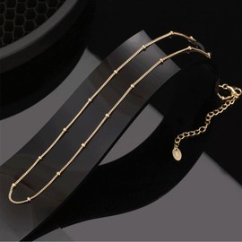 SILBERTALE Fine Silver/Gold 925 Sterling Silver Ball Chain Adjustable Choker Necklaces for Women 35/45/55 cm with 5 cm Extension Chain, Sterling Silver Gold