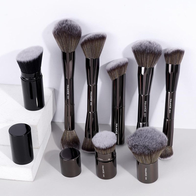 MAANGE 8 Pcs Makeup Brushes with Bag, Double-End Multi-functional Makeup