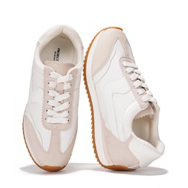 Project Cloud Sneakers for Women – Lightweight Lace-Up Shoes for Women with Memory Foam Insoles – Trendy Womens Shoes – Non-Slip, Comfortable Womens Sneakers (Madison, Whit,6.5) White