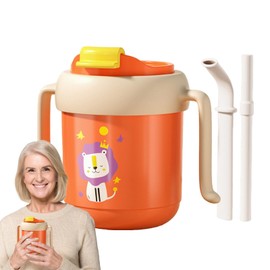Senior Drinking Cup with Straw | Feeding Cup for Elderly 300 ML | Spill-Proof Cup with Handles for Elderly Senior Care Cup for Patients, Pregnant, Disabled