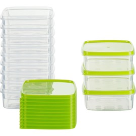 MiraHome Food Storage Container Freezer Container 0.3 L Rectangular Flat 11 x 11 x 4.4 cm Set of 12 Green Austrian Quality