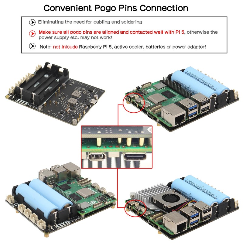 Geekworm X1201 Ultra-thin 18650 UPS Shield for Raspberry Pi 5,