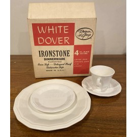 Designer Group RARE Vintage Homer Laughlin White Dover Ironstone 4 pc. Place Setting NIB NOS