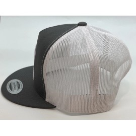 Snap-Back Lazy J Ranch Grey & White 4 Mexico Flag Bull Patch Cap