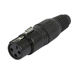 Monoprice 3-Pin Female DMX Connector - Black, Anodized Aluminum With A Plastic Cap, Rubber Strain Relief Boot, and Lock Release Button