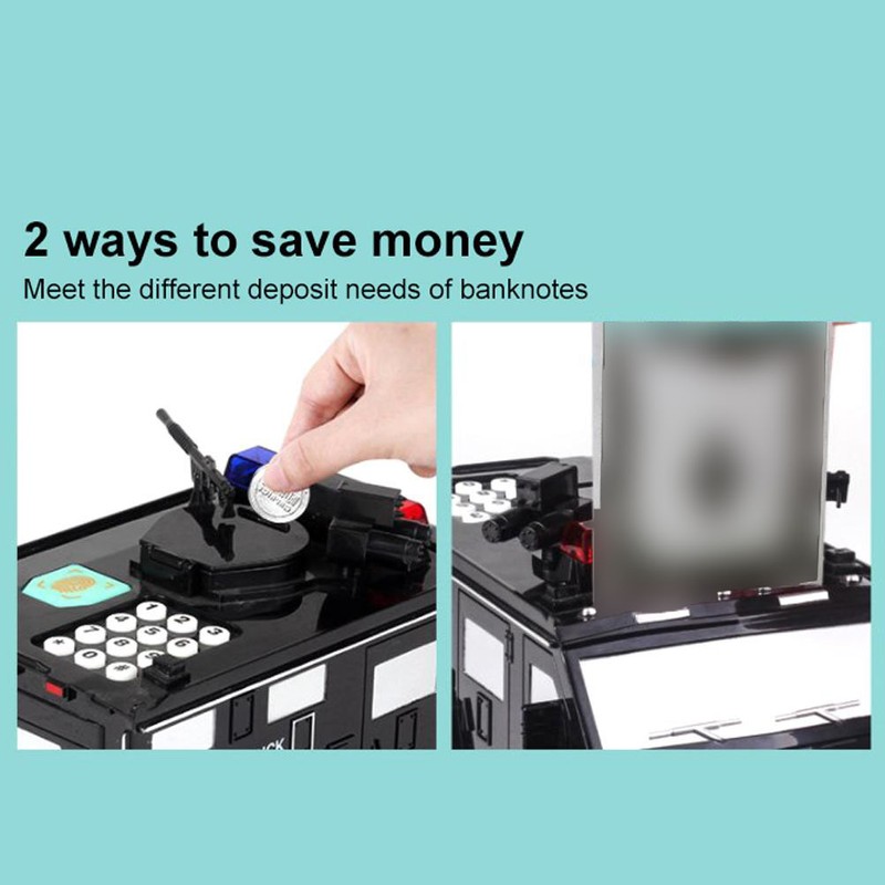 Kids Piggy Bank Music Light Simulating Armored Car Coin Bank